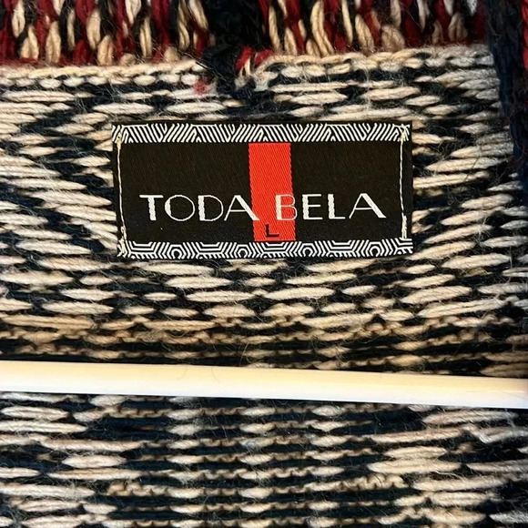 Todabela Rosie Geometric NAVY/BEIGE Size Large Cardigan - Picture 3 of 9